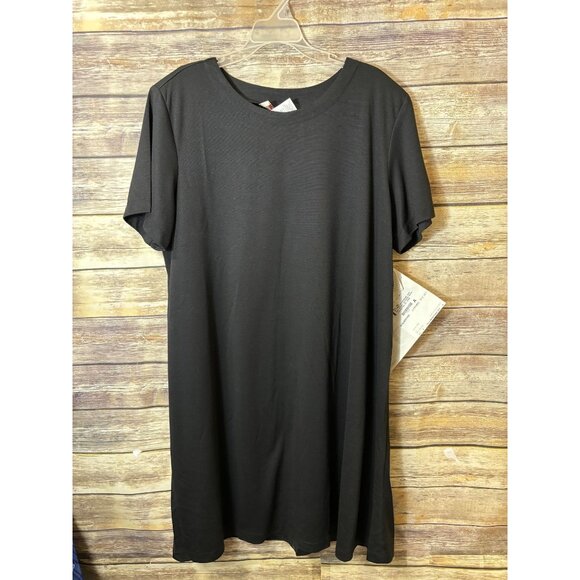 Simply Susan Ponte Knit Swing Dress 2X Black Susan Graver Short Sleeve Loose Fit - Picture 1 of 3